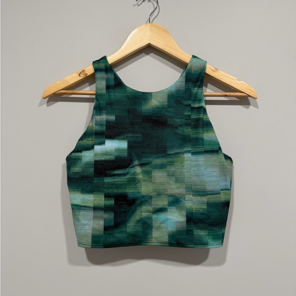 Athleta Green Pixelated Crop Top